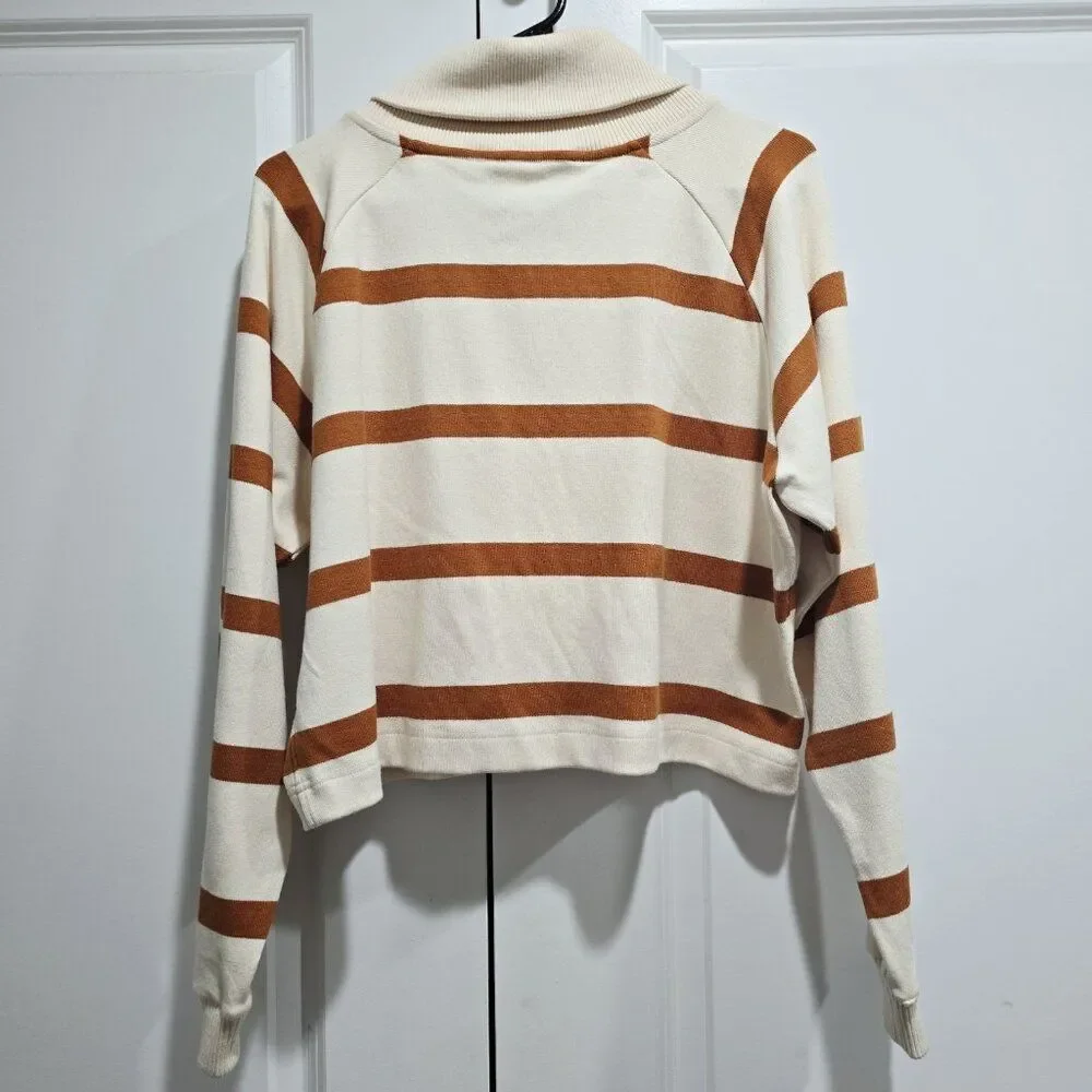 Tanya‎ Taylor - 4 Ivory & Brown Striped Turtleneck Sweater Top $325